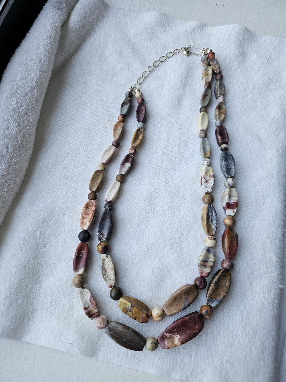 Jasper Stone Beaded Necklace & Earrings